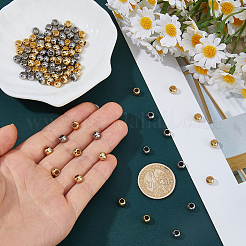 100 pièces de perles en acier inoxydable de 2 couleurs&nbsp;STAS-DC0017-48
