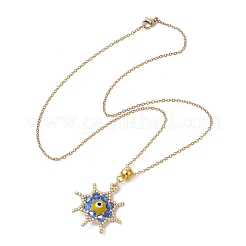 Стеклянные бусины и ожерелья ручной работы с подвесками в виде звездочек от сглаза&nbsp;NJEW-MZ00098-01