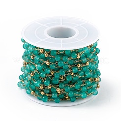 Cadena de cuentas redondas de jade natural teñido&nbsp;CHS-C006-01F