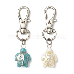 Подвесные украшения из медной проволоки с черепаховым окрасом из искусственной бирюзы&nbsp;HJEW-JM03234