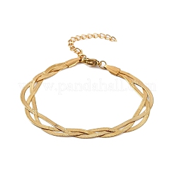 Браслеты из нержавеющей стали 304 с цепочками-елочками для женщин&nbsp;BJEW-B137-02G