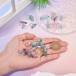 30шт 6 стиля гальванические подвески из натурального кварцевого кристалла&nbsp;PALLOY-TAC0225