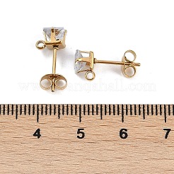 Placcatura ionica (ip) 304 acciaio inossidabile zirconia cubica orecchini a bottone&nbsp;STAS-P373-06B-04