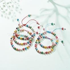 Bracelet en perles rondes tressées en bois naturel&nbsp;BJEW-JB08567