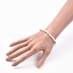 Bracelets extensibles faits main en pâte polymère heishi&nbsp;BJEW-JB05077