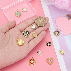 12 шт. 12 подвески в форме сердца из латуни и эмали&nbsp;KK-PH0014-25