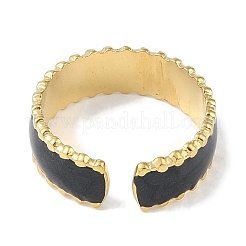 Anelli per dita con polsino smaltato in acciaio inossidabile 304 placcati ioni (ip)&nbsp;RJEW-L107-083G-02