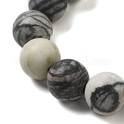 Braccialetti rotondi con perline intrecciate in pietra nera naturale da 12.5 mm per donna uomo&nbsp;BJEW-C060-01R