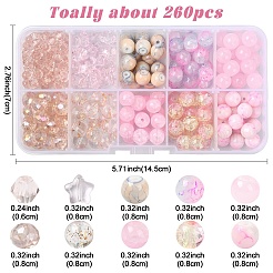 260 шт. 10 вида стеклянных бусин для запекания&nbsp;DGLA-YW0001-49