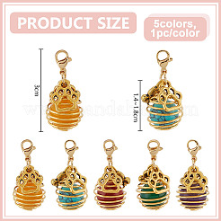 5 pz 5 colori pietra preziosa perlina rotonda collare per animali domestici ciondolo decorazione&nbsp;HJEW-DR00163