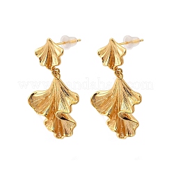 Серьги-гвоздики из латуни с листьями гинкго&nbsp;EJEW-B148-04G
