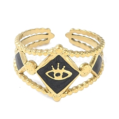 Ионное покрытие (ip) 304 нержавеющая сталь эмалированный ромб с манжетными кольцами eey&nbsp;RJEW-L107-056G-02