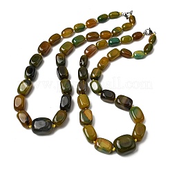 Collares de cuentas cuboides graduadas de ágata natural teñida con cierres de aleación.&nbsp;NJEW-C113-01I