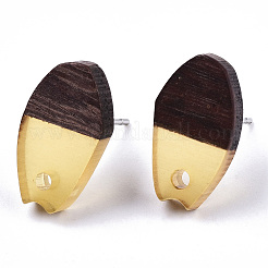 Fornituras de aretes de resina transparente y madera de nogal&nbsp;MAK-N032-010A-A02