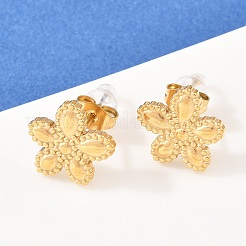 Комплекты из ожерелий и серег-гвоздиков из нержавеющей стали 304 с цветком для женщин&nbsp;SJEW-K003-01G