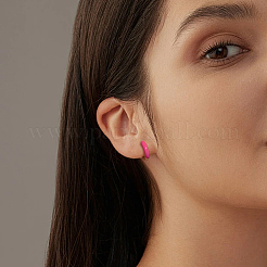 4 пара двухцветных серег-колец Huggie Hoop из сплава и эмали для женщин&nbsp;EJEW-HY0001-23B