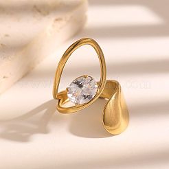 Anelli polsino aperto in acciaio inossidabile 304 con strass per donna&nbsp;WGC538A-01