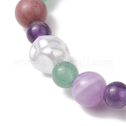 Braccialetti elastici rotondi con perline di perle finte in plastica&nbsp;BJEW-JB10629