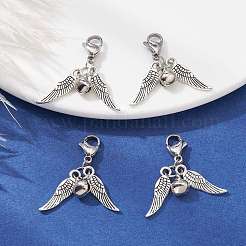 Ailes en alliage et décoration pendentif cloche en fer&nbsp;HJEW-JM01309-02