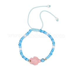 Schildkröte synthetische türkis geflochtene Perlenarmbänder für Frauen&nbsp;BJEW-JB11694