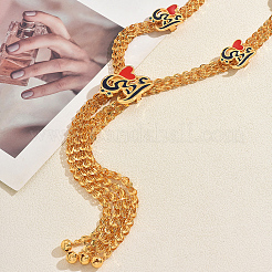Collana lunga vintage in lega smaltata con cuore rosso e nappa&nbsp;WS0310