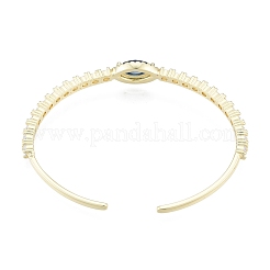 Bracelet manchette ouvert oeil de cheval zircone cubique&nbsp;BJEW-G651-08G-01