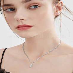 Collier avec pendentif lettre en acier inoxydable 304&nbsp;NJEW-LP0001-33P-P