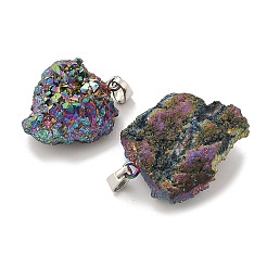 Подвески из натурального агата с гальваническим покрытием из необработанного камня&nbsp;G-H084-07P-04