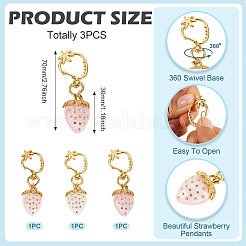 3 шт. подвески в виде клубники из смоляных стразов&nbsp;HJEW-TAC0094