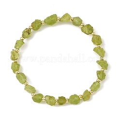 Braccialetti elasticizzati rotondi con peridoto naturale grezzo e ematite sintetica non magnetica galvanizzata&nbsp;BJEW-JB14392
