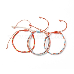 3шт 3 стильных пластиковых плетеных браслета из бисера&nbsp;BJEW-B065-08A