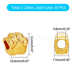Tibetischen Stil Zinklegierung Hundetatze druckt European Beads&nbsp;MPDL-PH0001-07-RS