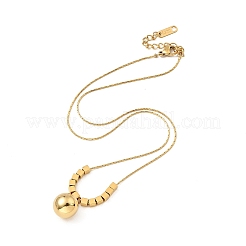Collana con ciondolo a sfera rotonda in acciaio inossidabile 304 con placcatura ionica (IP) e catene a maglie Boston per donna&nbsp;NJEW-G085-03G