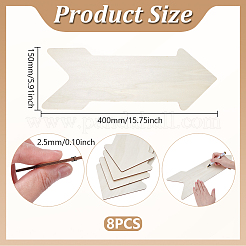 Незаконченная деревянная заготовка в форме стрелы&nbsp;WOOD-WH0124-135