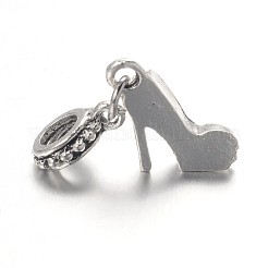 Scarpe col tacco alto in lega di vetro strass europeo ciondola charms&nbsp;X-MPDL-L013-13D
