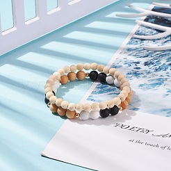 Ensembles de bracelets extensibles en perles de bois&nbsp;BJEW-JB08348