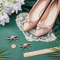 4 шт. бантовый сплав стеклянные стразы пряжки для обуви клипсы&nbsp;AJEW-FG0005-11KCG