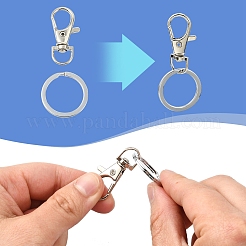 Наборы фурнитуры для поворотных карабинов и разъемных колец для ключей из сплава&nbsp;DIY-YW0011-82