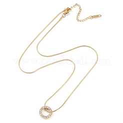 Placcatura sotto vuoto pvd acciaio inossidabile 304 cristallo strass catena serpente rotonda anello ciondolo collane per le donne&nbsp;NJEW-Z082-03G