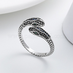 Messing Micro Pave Zirkonia Manschette offene Ringe&nbsp;WG32C77-01