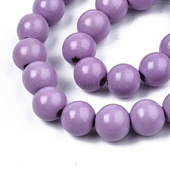 Brins de perles de bois naturel peintes à la bombe&nbsp;WOOD-S053-56C
