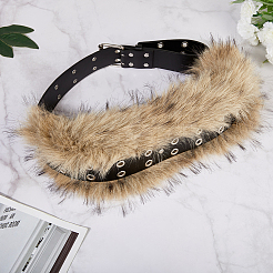 Пояс из искусственной кожи с кроличьей шерстью&nbsp;AJEW-WH20019-57A