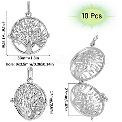 10 шт. филигранные плоские круглые латунные подвески-клетки&nbsp;KK-SC0005-91