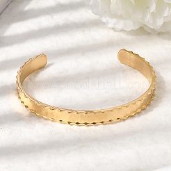 Браслеты-манжеты из нержавеющей стали 304 с зубчатым краем для женщин&nbsp;BJEW-D408-11G