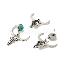 Set di orecchini pendenti con turchese sintetico e lega di bestiame&nbsp;SJEW-K002-01