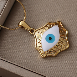 Ожерелья с подвеской от сглаза из хирургической нержавеющей стали 316 с эмалью для женщин&nbsp;AR3641