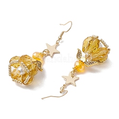 Pendientes colgantes de vidrio y cuentas de semillas de vidrio hechos a mano con forma de estrella de ángel para mujer&nbsp;EJEW-MZ00393-01