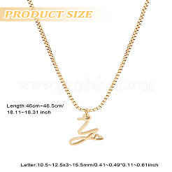 Collier avec pendentif lettre en acier inoxydable 304 et chaîne en laiton 1 pièce&nbsp;NJEW-LP0001-40Y-G