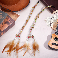 2 парик из эластичного шнура с обмоткой и плоского шнура из искусственной замши&nbsp;HJEW-PH02262