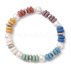 Браслеты из натурального лавового камня и ракушек с бусинами и жемчугом для женщин&nbsp;BJEW-JB12139